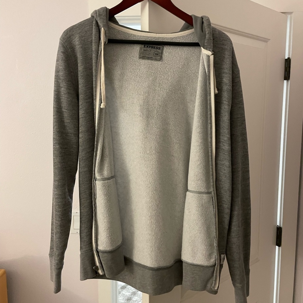 EXPRESS MENS HOODIE ZIP UP GREY